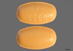 Orange-Brown Oval T2 200 - Entacapone 200mg Tablet