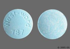 Blue Round West-Ward 787 - Butalbital / Acetaminophen / Caffeine 50mg-325mg-40mg Tablet