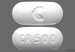 White Oblong Cr 500 And Logo - Ciprofloxacin Hydrochloride 500mg Tablet
