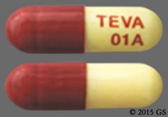 Red And Yellow Teva 01A - Aspirin 25mg and Dipyridamole 200mg Extended-Release Capsule