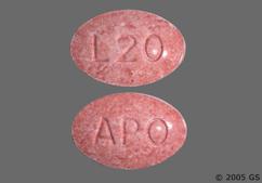 Red Oval L20 And Apo - Lisinopril 20mg Tablet