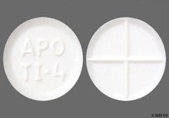 White Round Apo Ti-4 - Tizanidine Hydrochloride 4mg Tablet