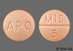 Orange Round Apo And Mid 5 - Midodrine Hydrochloride 5mg Tablet