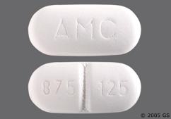 White Oblong 875 125 And Amc - Amoxicillin / Clavulanate Potassium 875mg-125mg Tablet