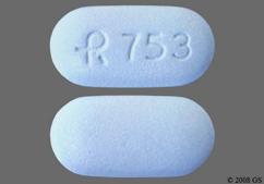 Blue Oblong Logo 753 - Glyburide / Metformin Hydrochloride 5mg-500mg Tablet