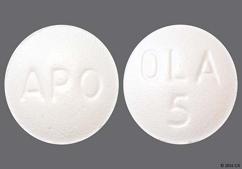 White Round Apo And Ola 5 - Olanzapine 5mg Tablet