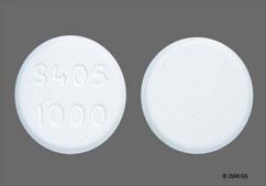 White Round S405 1000 - Lanthanum Carbonate 1000mg Chewable Tablet
