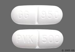 White Oblong Gg 950 And Pvk 500 - Penicillin VK 500mg Tablet