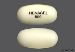 White Oval Renagel 800 - Sevelamer Hydrochloride 800mg Tablet