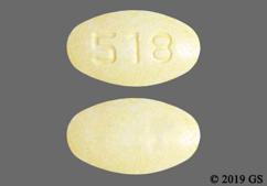 Yellow Oval 518 - Carbidopa / Levodopa 25mg-100mg Tablet