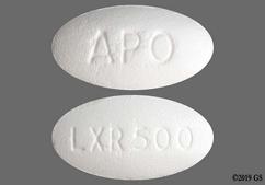 White Oval Apo And Lxr 500 - Levetiracetam 500mg Extended-Release Tablet
