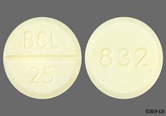 Yellow Round 832 And Bcl 25 - Bethanechol Chloride 25mg Tablet