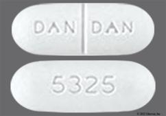 White Oblong Dan Dan And 5325 - Probenecid / Colchicine 500mg-0.5mg Tablet