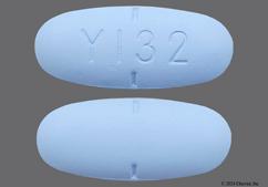 Blue Oblong Y132 - Valacyclovir Hydrochloride 1g Tablet