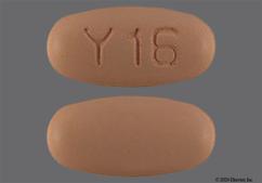 Orange-Brown Oval Y 16 - Entacapone 200mg Tablet