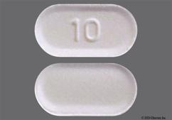 White Oblong 10 - Ezetimibe 10mg Tablet