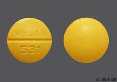 Yellow-Orange Round Mylan 531 - Sulindac 200mg Tablet