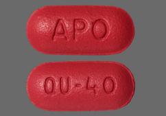 Red-Brown Oblong Apo And Qu-40 - Quinapril Hydrochloride 40mg Tablet