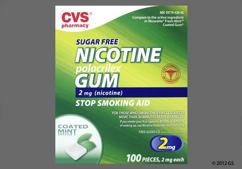 white square - CVS Nicotine Polacrilex 2mg Chewing Gum (Coated Mint)