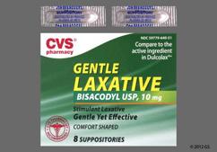 white bullet - CVS Gentle Laxative 10mg Rectal Suppository