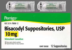 Perrigo Bisacodyl USP 10 mg Stimulant Laxative - 50 Suppositories