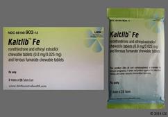 Kaitlib FE Coupon - Kaitlib FE 28 chewable tablets of 0.8mg/25mcg package