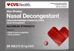 Red Round L432 - CVS Nasal Decongestant Maximum Strength 30mg Tablet