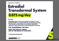 Estradiol Coupon - Estradiol 4 once-weekly patches of 0.075mg / day carton