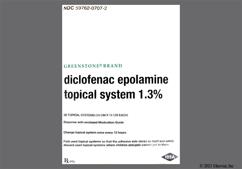 White Rectangular Greenstone Diclofenac Epolamine Topical Patch 1.3% - Diclofenac Epolamine 1.3% Topical System