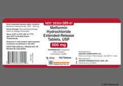 White Oblong 389 And U - Metformin Hydrochloride 500mg Extended-Release Tablet