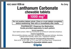 White Round 478 And Ig - Lanthanum Carbonate 1000mg Chewable Tablet