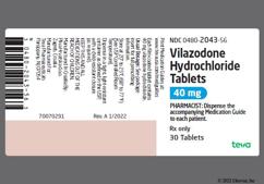 Blue Oval V72 And Tv - Vilazodone Hydrochloride 40mg Tablet