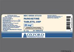 Yellow Oblong O And 672 - Paroxetine Hydrochloride 20mg Tablet