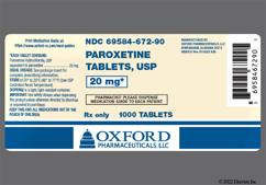 Yellow Oblong O And 672 - Paroxetine Hydrochloride 20mg Tablet