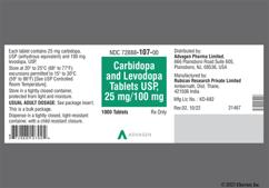 Yellow Round Logo 47 - Carbidopa / Levodopa 25mg-100mg Tablet