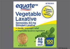 Brown Round S8 - Equate Vegetable Laxative 8.6mg Tablet