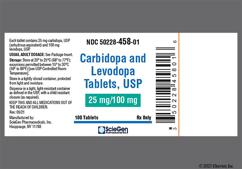 Yellow Round 458 And Sg - Carbidopa / Levodopa 25mg-100mg Tablet