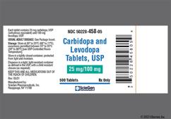 Yellow Round 458 And Sg - Carbidopa / Levodopa 25mg-100mg Tablet