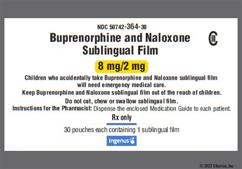 Orange Rectangular 8 - Buprenorphine / Naloxone 8mg-2mg Sublingual Film