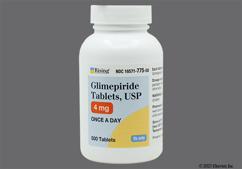 Blue Oblong Y 34 - Glimepiride 4mg Tablet