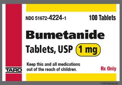 Yellow Round B 1 - Bumetanide 1mg Tablet