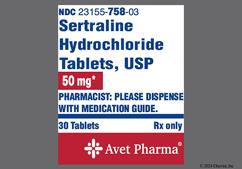 Blue Round 758 - Sertraline Hydrochloride 50mg Tablet