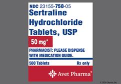 Blue Round 758 - Sertraline Hydrochloride 50mg Tablet