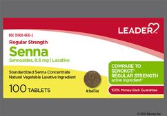 Brown Round W2 - Leader Senna Laxative 8.6mg Tablet