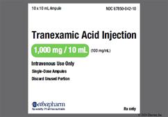 colorless - Tranexamic Acid 1000mg / 10mL Solution for Injection
