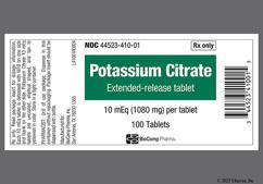 Yellow Oval M10 - Potassium Citrate 10mEq Extended-Release Tablet