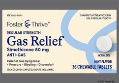 White Round 137 And 44 - Foster & Thrive Gas Relief Regular Strength 80mg Chewable Tablet (Mint)