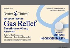 White Round 137 And 44 - Foster & Thrive Gas Relief Regular Strength 80mg Chewable Tablet (Mint)