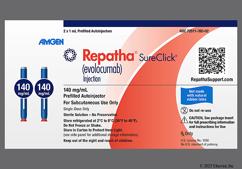 yellow - Repatha SureClick 140mg / mL Autoinjector Solution for Injection