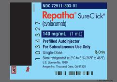 yellow - Repatha SureClick 140mg / mL Autoinjector Solution for Injection
